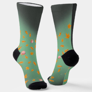 Herbstleaves und Rose Nachhaltige Crew Socke