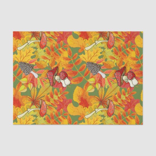 Herbstleaves und Wildwälder-Pilze Seidenpapier (Vorderseite)