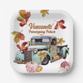 Herbstleaves Vintager Kürbispumpen Pappteller (Vorderseite)