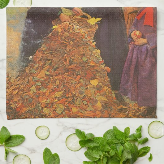 Herbstleaves von Sir John Everett Millais Geschirrtuch (Gefaltet)