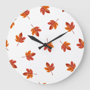 Herbstleaves Wasserfarbe Hand gezogen Große Wanduhr