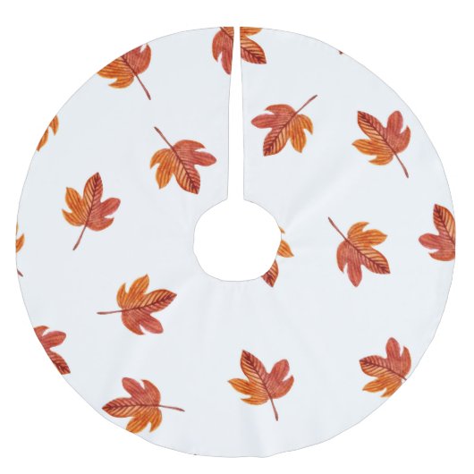 Herbstleaves Wasserfarbe Hand gezogen Polyester Weihnachtsbaumdecke (Vorderseite)