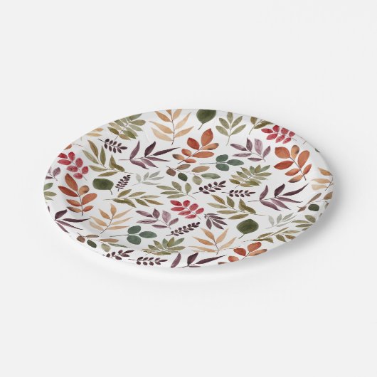 Herbstleaves Wasserfarbiges Leaf Pappteller (Schrägansicht)