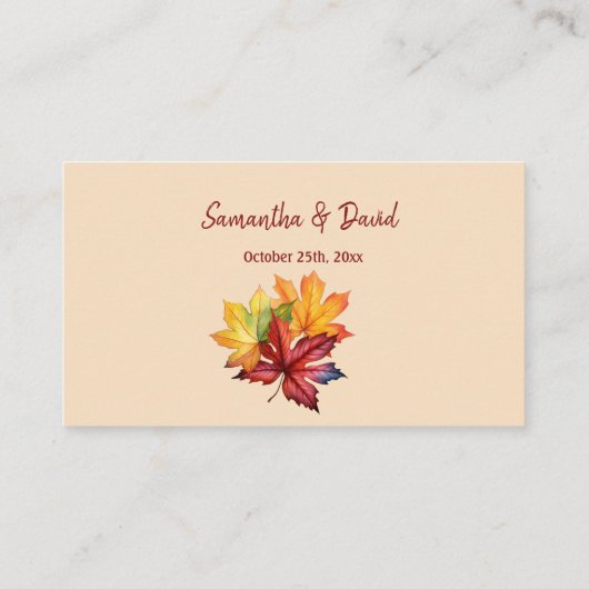 Herbstleaves Weddinig Platzkarte Begleitkarte (Rückseite)