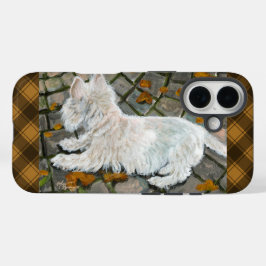 Herbstleaves Westie auf Patio iPhone 16 Hülle