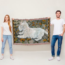 Herbstleaves Westie auf Patio Decke