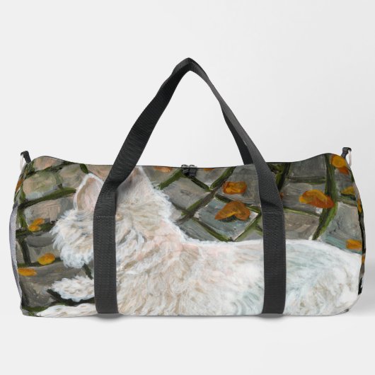 Herbstleaves Westie auf Patio Duffle Bag (Rückseite)