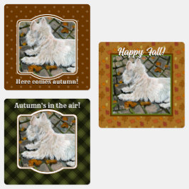 Herbstleaves Westie auf Patio Etiketten
