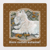 Herbstleaves Westie auf Patio Etiketten (Design 1)