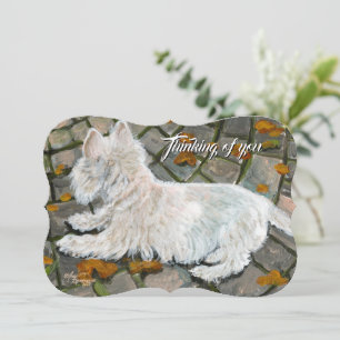 Herbstleaves Westie auf Patio Feiertagskarte