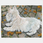 Herbstleaves Westie auf Patio Fleecedecke (Vorderseite (Horizontal))