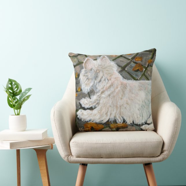 Herbstleaves Westie auf Patio Kissen (Stuhl )