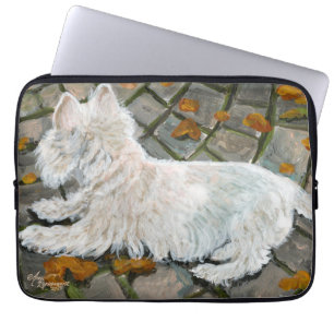 Herbstleaves Westie auf Patio Laptopschutzhülle