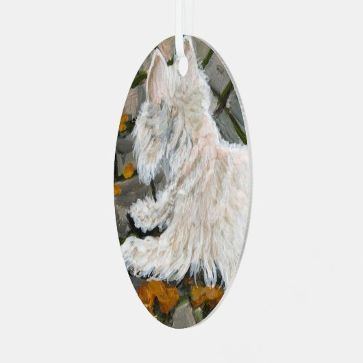 Herbstleaves Westie auf Patio Ornament Aus Metall (Vorderseite links)