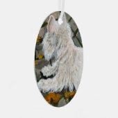 Herbstleaves Westie auf Patio Ornament Aus Metall (Vorderseite Rechts)