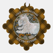 Herbstleaves Westie auf Patio Ornament Karte (Vorderseite)