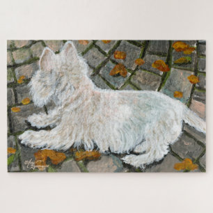 Herbstleaves Westie auf Patio Puzzle