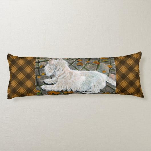 Herbstleaves Westie auf Patio Seitenschläferkissen (Rückseite)