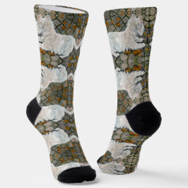 Herbstleaves Westie auf Patio Socken