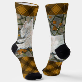Herbstleaves Westie auf Patio Socken