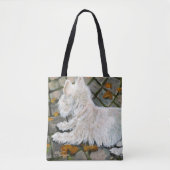 Herbstleaves Westie auf Patio Tasche (Vorderseite)