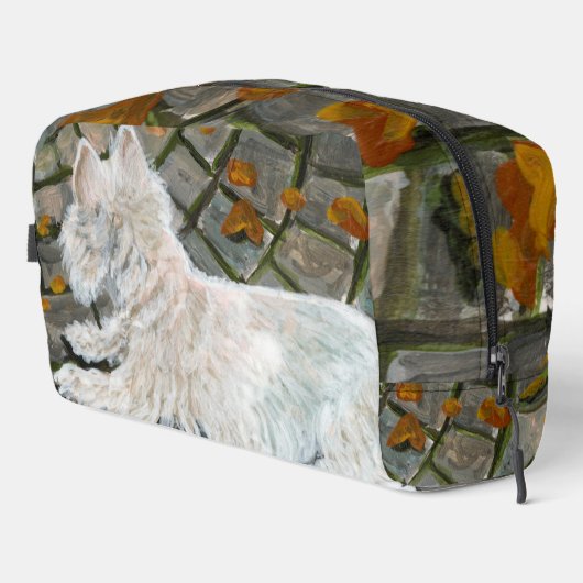 Herbstleaves Westie auf Patio Waschbeutel (Rechte Ecke)