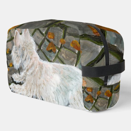 Herbstleaves Westie auf Patio Waschbeutel (Linke Seite)