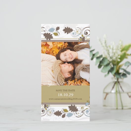 Herbstleaves Wirbel Ankündigung Datum freihalten (Stehend Vorderseite)