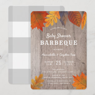 Herbstleaves & Wood Paares GRILLEN Kinderdusche Einladung