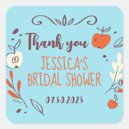 Herbstleaves Wreath Doodle Fall Brautparty Quadratischer Aufkleber