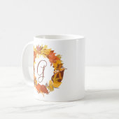 Herbstleaves Wreath Personalisierte Monogramm-Tass Kaffeetasse (Vorderseite Links)
