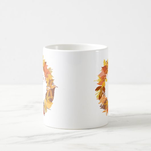 Herbstleaves Wreath Personalisierte Monogramm-Tass Kaffeetasse (Mittel)