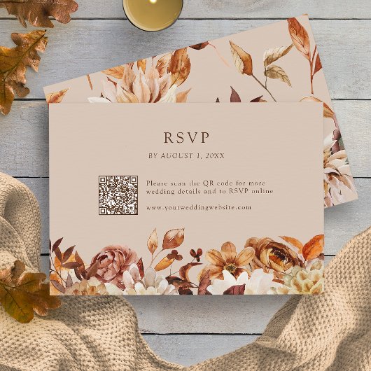 Herbstlebe floral QR Code RSVP Karte