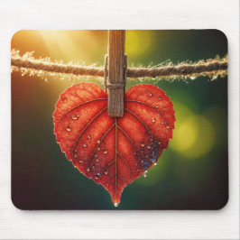 Herbstleder auf der Wäscheleine Mousepad