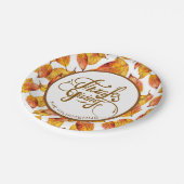 Herbstleeves und dank brauner Textgestaltung Pappteller (Schrägansicht)