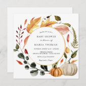 Herbstleeves und Pumpkin Baby Dusche Einladung (Vorne/Hinten)