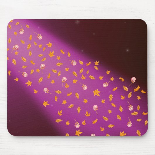 Herbstleeves und Rose rosa Mousepad (Vorne)