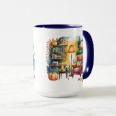 Herbstlesesessel-Tasse — Gemütliche Lampe & Buch-E Tasse (VorderseiteRechts)