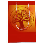 Herbstlich gefärbte Geschenktasche mit Baumdesign Mittlere Geschenktüte (Rückseite)