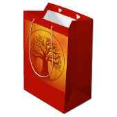 Herbstlich gefärbte Geschenktasche mit Baumdesign Mittlere Geschenktüte (Rückseite Schrägansicht)