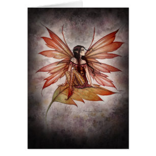 Herbstlich treibende gothische Fee Fantasy Art Kar