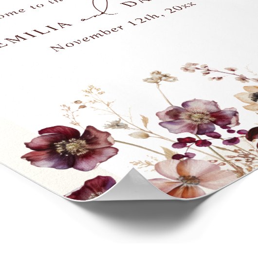Herbstliche Anemone Arch Hochzeit Willkommen Poster (Ecke)