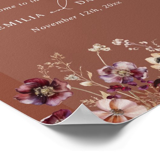 Herbstliche Anemone Terracotta Arch Wedding Willko Poster (Ecke)
