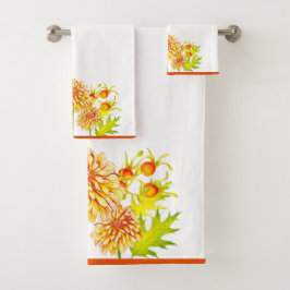 Herbstliche Ankunft auf einem Badetuch-Set Badhandtuch Set