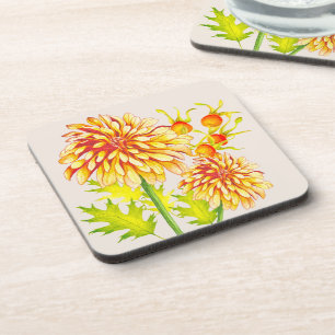 Herbstliche Ankunft auf einem Untersetzer Set