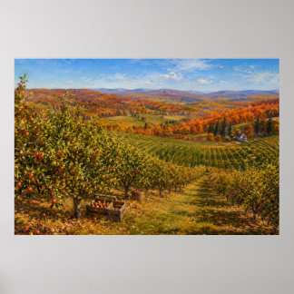 Herbstliche Apfelplantagenlandschaft Poster