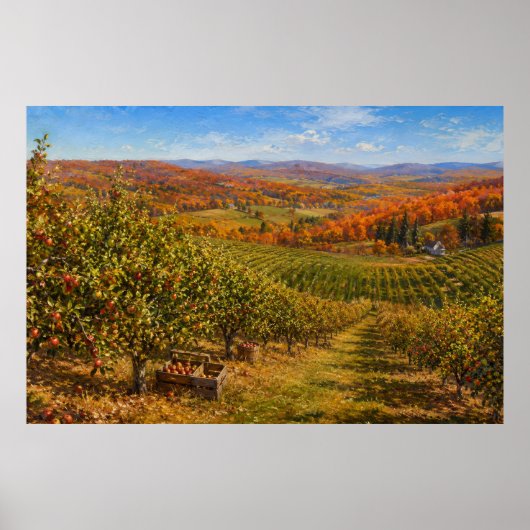 Herbstliche Apfelplantagenlandschaft Poster (Vorne)