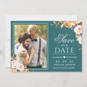 Herbstliche Aquamarine Goldmedaille Orange Foto Ho Save The Date (Vorderseite)