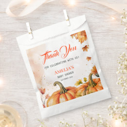 Herbstliche Aquarell-Dankeschön-Kürbis-Baby-Party Geschenktütchen