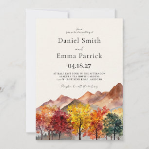 Herbstliche Aquarell-Hochzeitseinladung mit Herbst Einladung